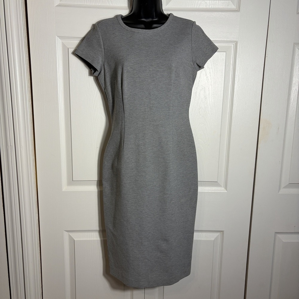 Ann Taylor Sheath Dress Women‎ S Gray Short Sleeve Stretch Minimalist Career